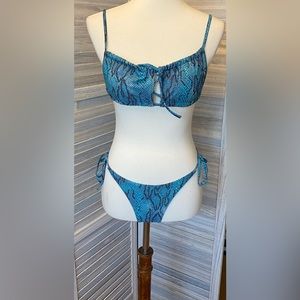 Blue Snakeskin EUC String Bikini
